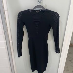 Long sleeve midis dress with mesh cutouts